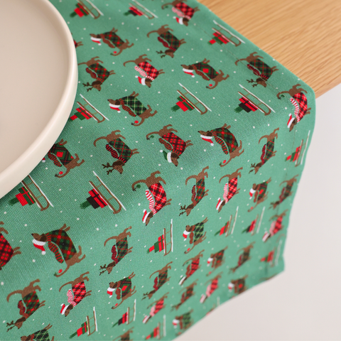 Christmas Dogs Premium Keten Runner 50x140 cm