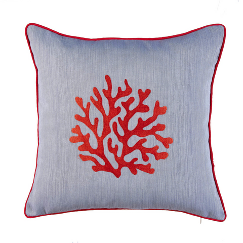 Coral Kırlent Kılıfı 45x45 cm Denim/Gümüş