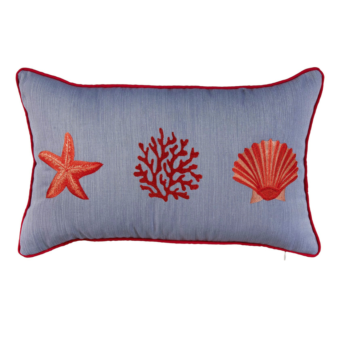 Coral Star Kırlent Kılıfı 30x50 cm Beyaz/Kırmızı