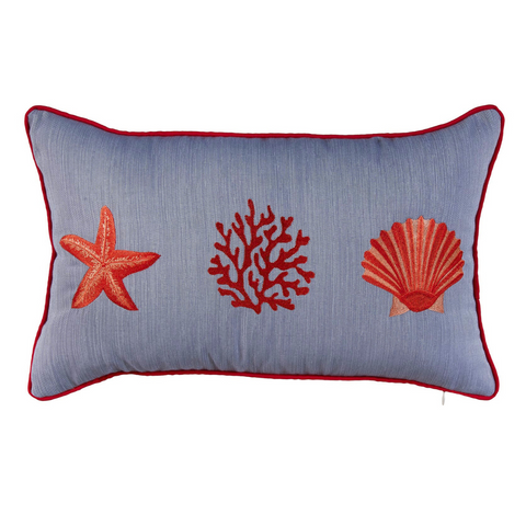 Coral Star Kırlent Kılıfı 30x50 cm Füme/Kırmızı