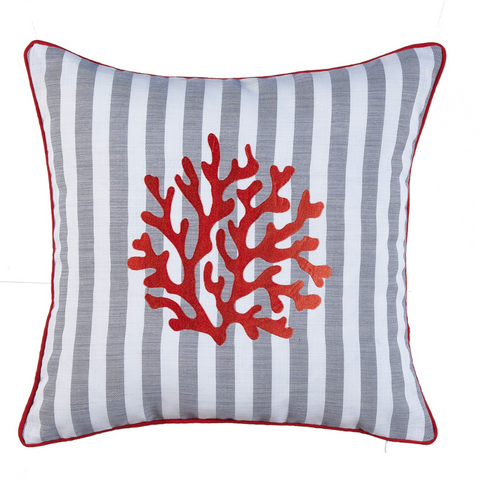 Coral Stripe Kırlent Kılıfı 45x45 cm Denim/Gümüş