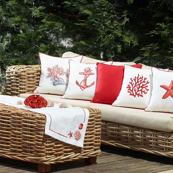 Coral Star Leke Tutmaz Keten Runner 50x150 cm Kırmızı