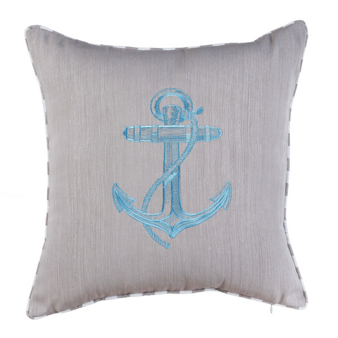 Anchor Kırlent Kılıfı 45x45 cm Denim/Gümüş