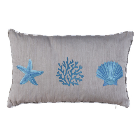 Coral Star Kırlent Kılıfı 30x50 cm Denim/Gümüş