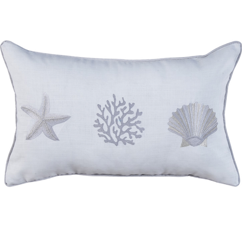 Coral Star Kırlent Kılıfı 30x50 cm Denim/Gümüş