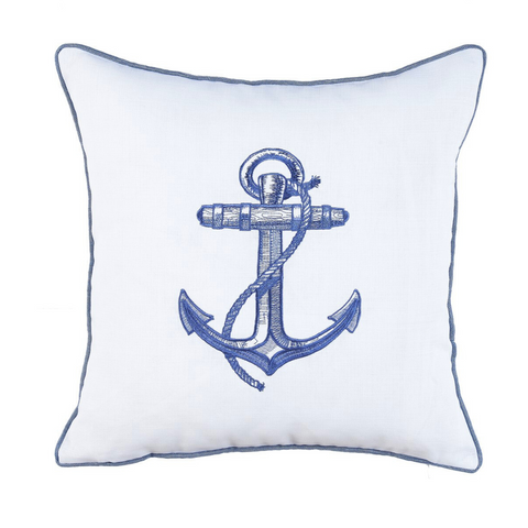 Anchor Kırlent Kılıfı 45x45 cm Denim/Gümüş