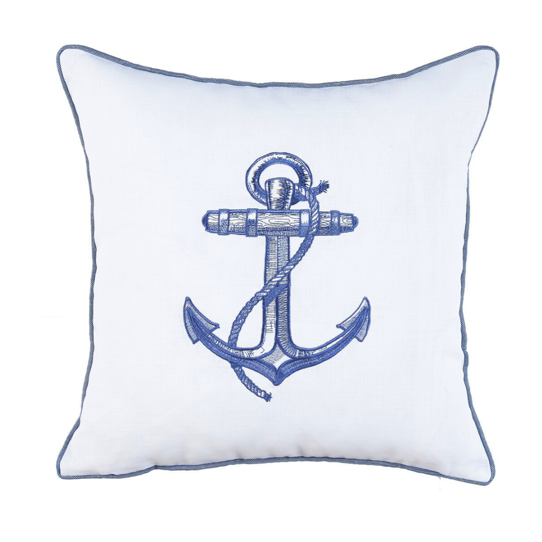 Anchor Kırlent Kılıfı 45x45 cm Füme/Kırmızı